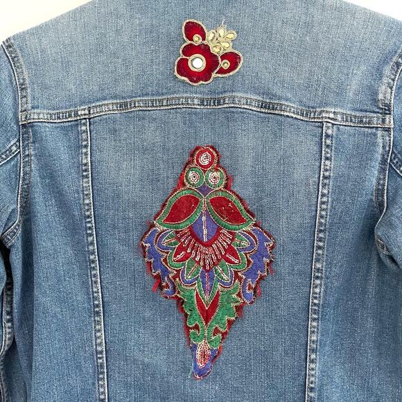 &Denim re-done Boho Jean Jacket size 8 unique blue - Picture 9 of 9
